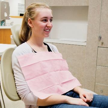 Dental Bib, 2-Ply, Tissue/Poly, Mauve
